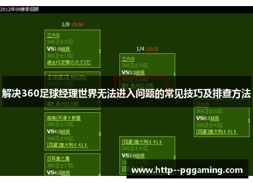 解决360足球经理世界无法进入问题的常见技巧及排查方法 解决360足球经理世界无法进入问题的常见技巧及排查方法